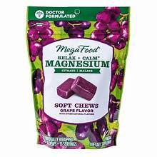 RELAX + CALM MAGNESIUM SOFT CHEWS - GRAPE, Size: 30 CHEWS