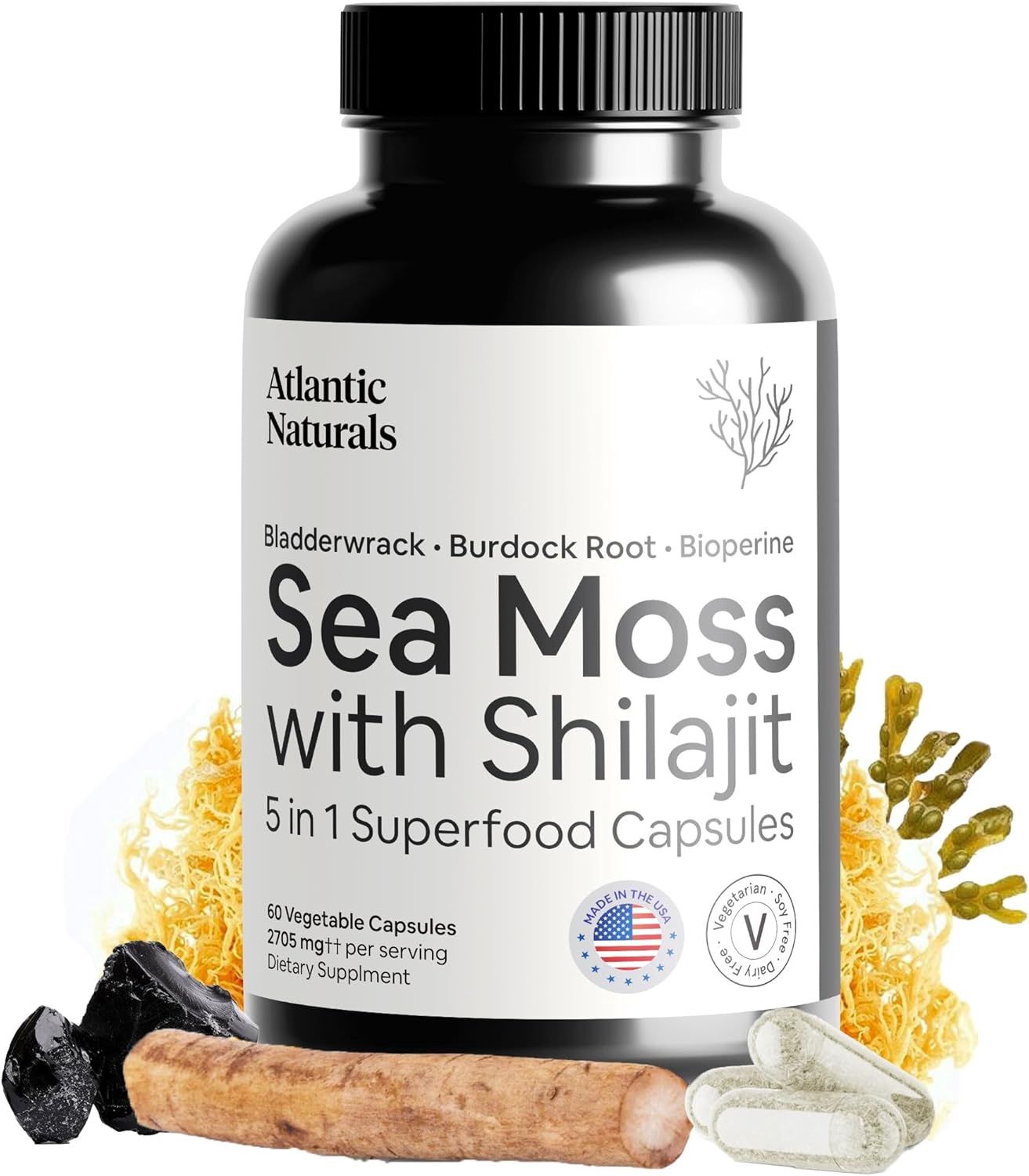 SEA MOSS WITH SHILAJIT, Size: 60 VCAPS