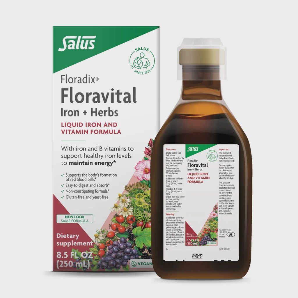 FLORAVITAL IRON + HERBS LIQUID FORMULA VEGAN, Size: 8.5 FL OZ