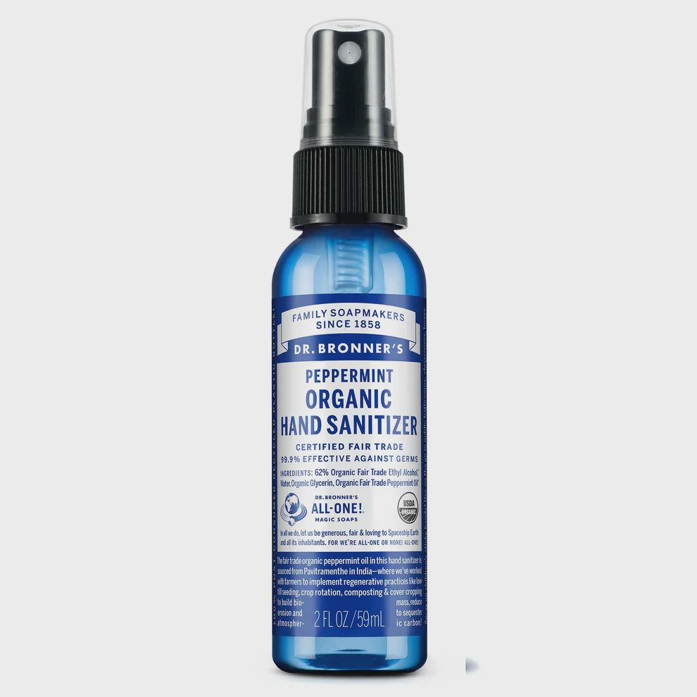 PEPPERMINT ORGANIC HAND SANITIZER, Size: 2 FL OZ