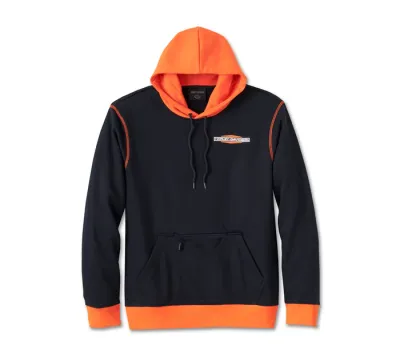 Sweat à capuche Kickstart pour hommes - Colorblock - Harley Black &amp; Harley Orange