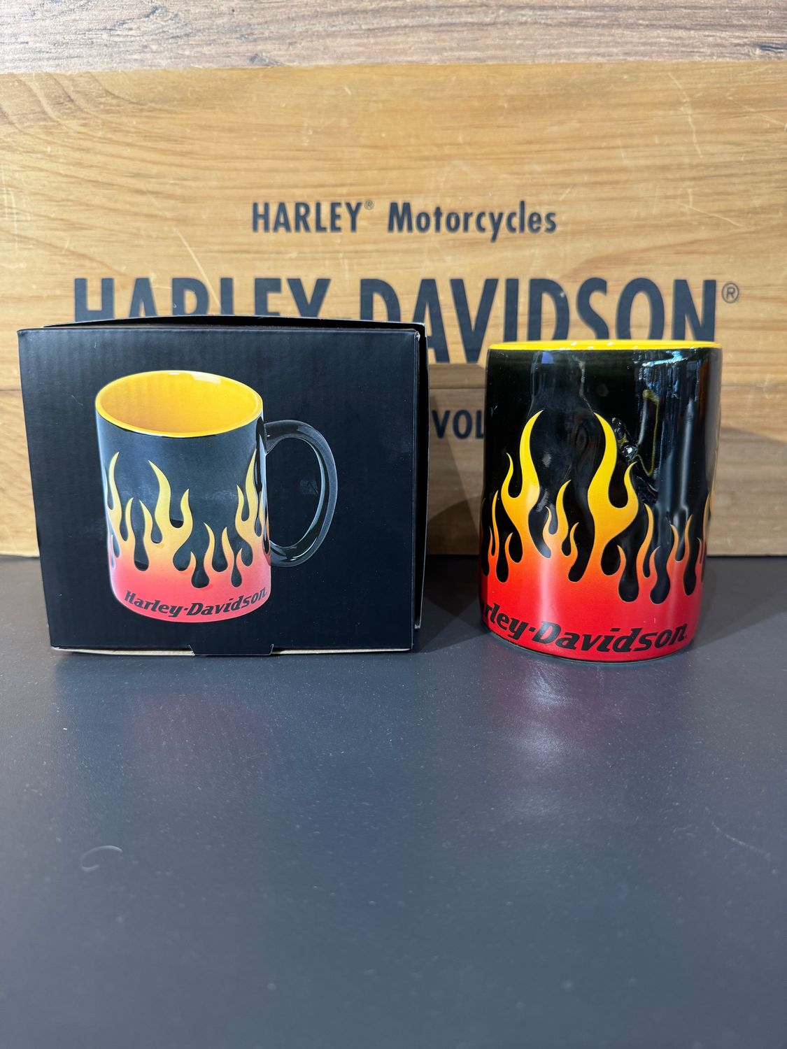 HD sculpted flames mug