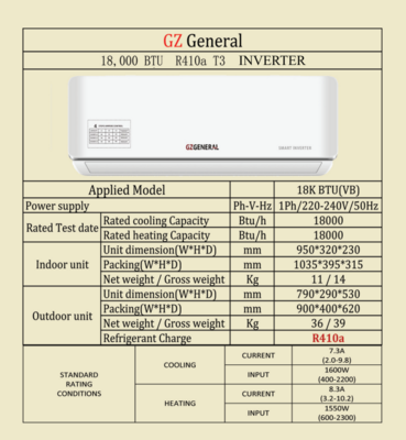 GZ General Ac 1.5 Ton 3 Star Inverter Split AC