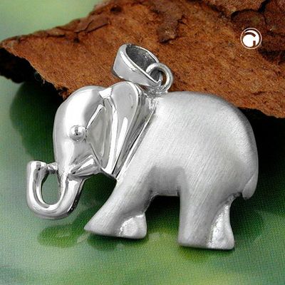 Anhänger 16x21mm Elefant matt-glänzend rhodiniert Silber 925 Anhänger 16x21mm Elefant matt-glänzend rhodiniert Silber 925