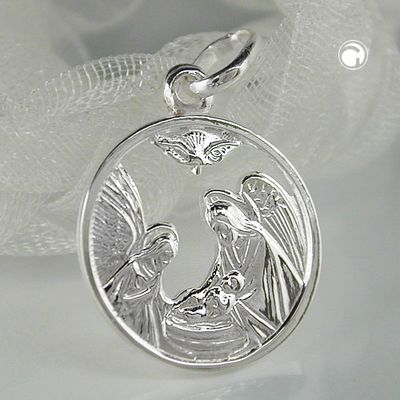 Anhänger 15mm Maria und Josef ausgestanzt glänzend Silber 925 Anhänger 15mm Maria und Josef ausgestanzt glänzend Silber 925