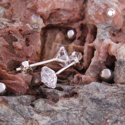 Ohrstecker Ohrring 6mm Zirkonia rund gefasst Silber 925 Ohrstecker Ohrring 6mm Zirkonia rund gefasst Silber 925