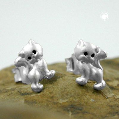 Ohrstecker Ohrring 6x5mm Kinderohrring Katze matt-glänzend Silber 925 Ohrstecker Ohrring 6x5mm Kinderohrring Katze matt-glänzend Silber 925