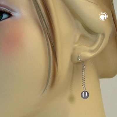 Ohrhaken 45x8mm mit Kugel und Feder rhodiniert Silber 925 Ohrhaken 45x8mm mit Kugel und Feder rhodiniert Silber 925