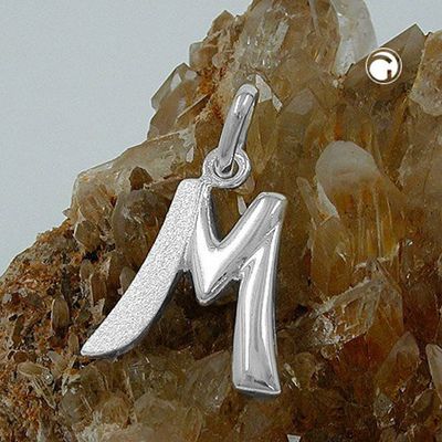 Anhänger 15x13mm Buchstabe M teilmattiert glänzend Silber 925 Anhänger 15x13mm Buchstabe M teilmattiert glänzend Silber 925