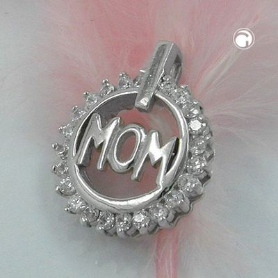 Anhänger 17x14mm MOM mit 23 Zirkonias rhodiniert Silber 925 Anhänger 17x14mm MOM mit 23 Zirkonias rhodiniert Silber 925