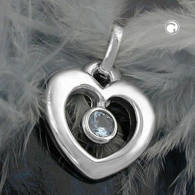 Anhänger 17x16mm Herz synthetischer Blautopas glänzend Silber 925 Anhänger 17x16mm Herz synthetischer Blautopas glänzend Silber 925