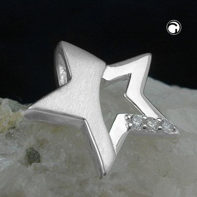 Anhänger 15x16mm Stern mit Zirkonias matt-glänzend Silber 925 Anhänger 15x16mm Stern mit Zirkonias matt-glänzend Silber 925