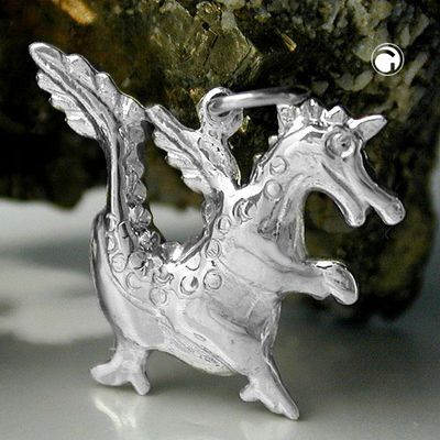 Anhänger 20x17mm Drache glänzend Silber 925 Anhänger 20x17mm Drache glänzend Silber 925