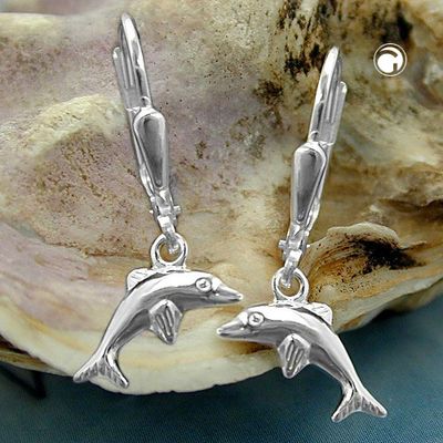 Ohrbrisur Ohrhänger Ohrringe 25x7mm Delfin rechts-links glänzend Silber 925 Ohrbrisur Ohrhänger Ohrringe 25x7mm Delfin rechts-links glänzend Silber 925