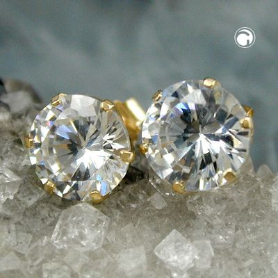 Ohrstecker Ohrring 8mm Zirkonia 9Kt GOLD Ohrstecker Ohrring 8mm Zirkonia 9Kt GOLD