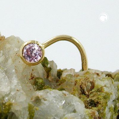 Nasenstecker 2,5mm Spirale mit Zirkonia rund pink 18Kt Gold Nasenstecker 2,5mm Spirale mit Zirkonia rund pink 18Kt Gold