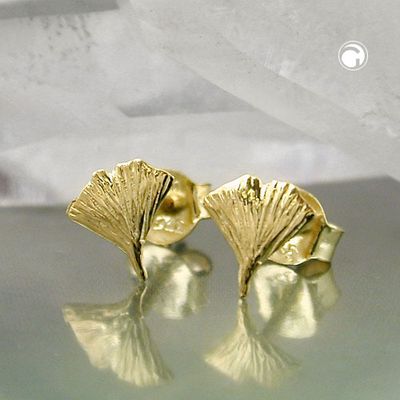 Ohrstecker Ohrring 7mm Ginkgoblatt glänzend 9Kt GOLD Ohrstecker Ohrring 7mm Ginkgoblatt glänzend 9Kt GOLD