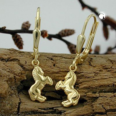 Ohrbrisur Ohrhänger Ohrringe 25x7mm Pferd 9Kt GOLD Ohrbrisur Ohrhänger Ohrringe 25x7mm Pferd 9Kt GOLD