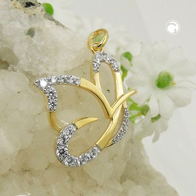Anhänger 17x19mm stilisierter Schmetterling mit Zirkonias 9Kt GOLD Anhänger 17x19mm stilisierter Schmetterling mit Zirkonias 9Kt GOLD