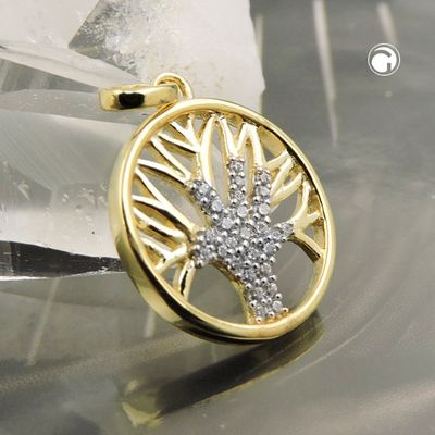 Anhänger 15mm Baum des Lebens mit Zirkonias 9Kt GOLD Anhänger 15mm Baum des Lebens mit Zirkonias 9Kt GOLD