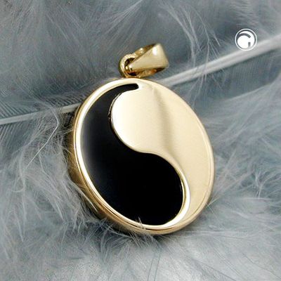Anhänger Yin Yang 16mm mit Onyx 9Kt GOLD Anhänger Yin Yang 16mm mit Onyx 9Kt GOLD