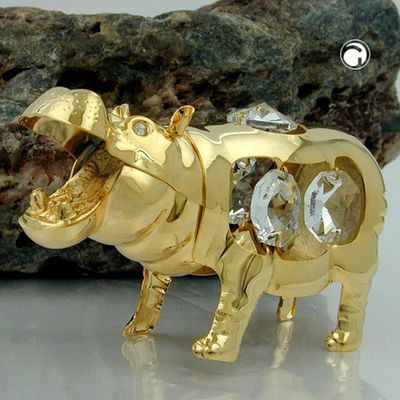 Tischdekoration Nilpferd 80mm mit Glas-Steinen Tischdekoration Nilpferd 80mm mit Glas-Steinen