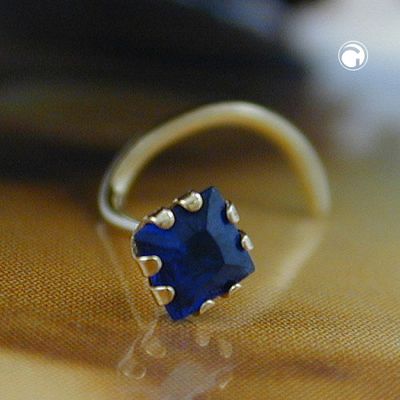 Nasenstecker 3x3mm Spirale mit Zirkonia safir-blau 18Kt GOLD Nasenstecker 3x3mm Spirale mit Zirkonia safir-blau 18Kt GOLD