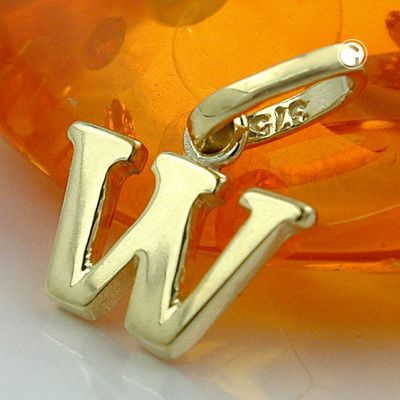 Anhänger 8x9mm Buchstabe W glänzend 9Kt GOLD Anhänger 8x9mm Buchstabe W glänzend 9Kt GOLD