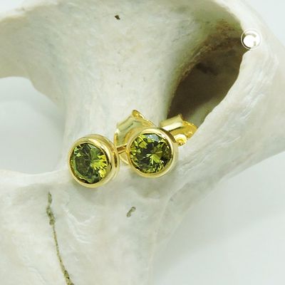Ohrstecker Ohrring 4,5mm Zirkonia olivgrün 9Kt GOLD Ohrstecker Ohrring 4,5mm Zirkonia olivgrün 9Kt GOLD