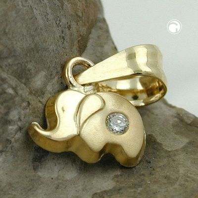 Anhänger 5x7mm kleiner Elefant mit Zirkonia matt-glänzend 9Kt GOLD Anhänger 5x7mm kleiner Elefant mit Zirkonia matt-glänzend 9Kt GOLD