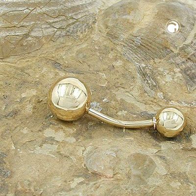 Bauchnabelpiercing Banana 21x7mm große Kugel und Kugel glänzend 14Kt GOLD Bauchnabelpiercing Banana 21x7mm große Kugel und Kugel glänzend 14Kt GOLD