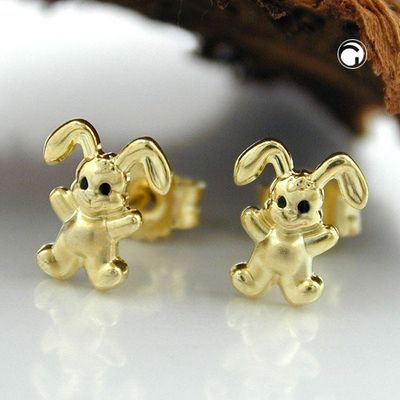 Ohrstecker Ohrring 7x6mm kleiner Hase matt-glänzend 9Kt GOLD Ohrstecker Ohrring 7x6mm kleiner Hase matt-glänzend 9Kt GOLD