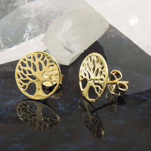 Ohrstecker Ohrring 10mm Lebensbaum filigran glänzend 9Kt GOLD Ohrstecker Ohrring 10mm Lebensbaum filigran glänzend 9Kt GOLD