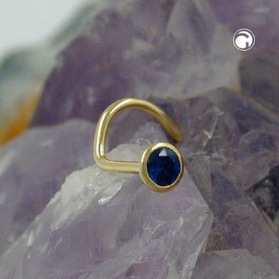 Nasenstecker 2,5mm Spirale mit Zirkonia safir-blau 18Kt GOLD Nasenstecker 2,5mm Spirale mit Zirkonia safir-blau 18Kt GOLD