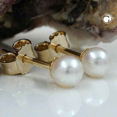 Ohrstecker Ohrring ca. 4mm Süßwasserzuchtperle rund 9Kt GOLD Ohrstecker Ohrring ca. 4mm Süßwasserzuchtperle rund 9Kt GOLD