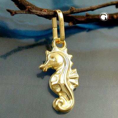 Anhänger 14x7mm Seepferdchen glänzend 9Kt GOLD Anhänger 14x7mm Seepferdchen glänzend 9Kt GOLD