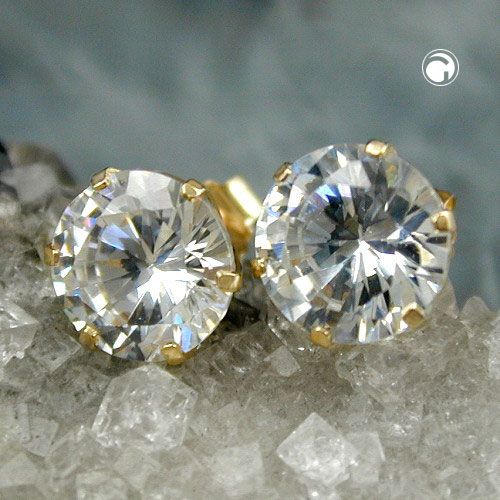 Ohrstecker Ohrring 8mm Zirkonia 9Kt GOLD