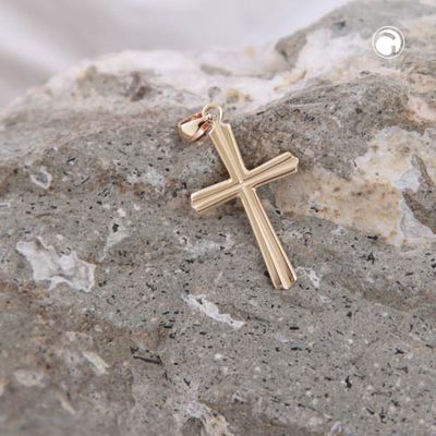 Anhänger 25x15mm Kreuz mit Rille in Kreuzbalken 9Kt GOLD Anhänger 25x15mm Kreuz mit Rille in Kreuzbalken 9Kt GOLD