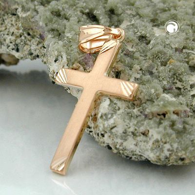 Anhänger 26x16mm Kreuz matt-diamantiert 9Kt Rotgold Anhänger 26x16mm Kreuz matt-diamantiert 9Kt Rotgold