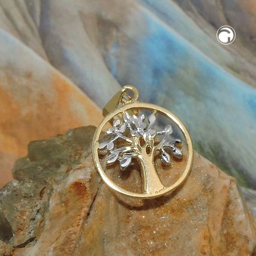 Anhänger 12mm Baum des Lebens bicolor 9Kt GOLD Anhänger 12mm Baum des Lebens bicolor 9Kt GOLD