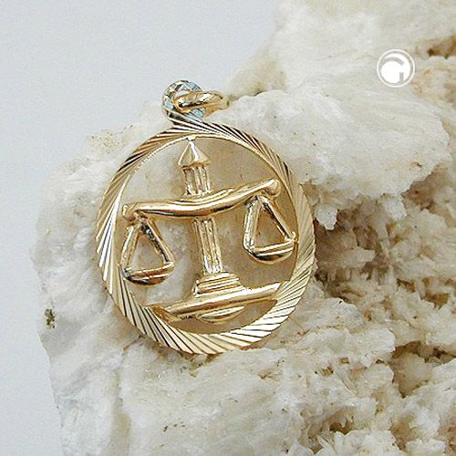 Anhänger 15mm Sternzeichen Waage 9Kt GOLD Anhänger 15mm Sternzeichen Waage 9Kt GOLD
