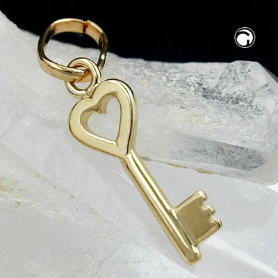 Anhänger 15x5mm Herz Schlüssel glänzend 9Kt GOLD Anhänger 15x5mm Herz Schlüssel glänzend 9Kt GOLD