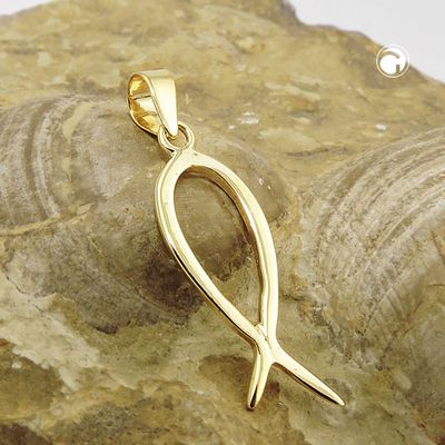 Anhänger 20x7mm religiöses Symbol Jesus-Fisch glänzend 9Kt GOLD Anhänger 20x7mm religiöses Symbol Jesus-Fisch glänzend 9Kt GOLD