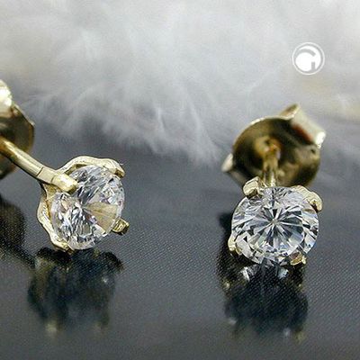 Ohrstecker Ohrring 4mm Zirkonia 9Kt GOLD Ohrstecker Ohrring 4mm Zirkonia 9Kt GOLD
