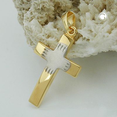 Anhänger 21x14mm Kreuz bicolor 9Kt GOLD Anhänger 21x14mm Kreuz bicolor 9Kt GOLD