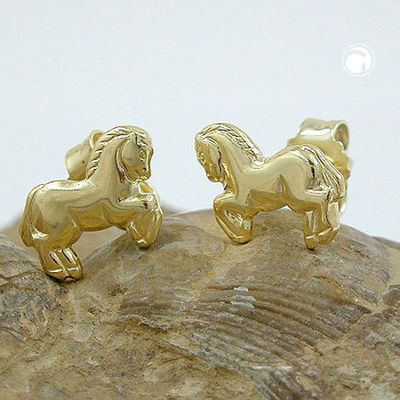 Ohrstecker Ohrring 6x7mm Pferde glänzend 9Kt GOLD Ohrstecker Ohrring 6x7mm Pferde glänzend 9Kt GOLD