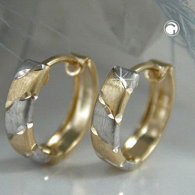 Creole Ohrring 12x3mm Klappscharnier bicolor rhodiniert 9Kt GOLD Creole Ohrring 12x3mm Klappscharnier bicolor rhodiniert 9Kt GOLD