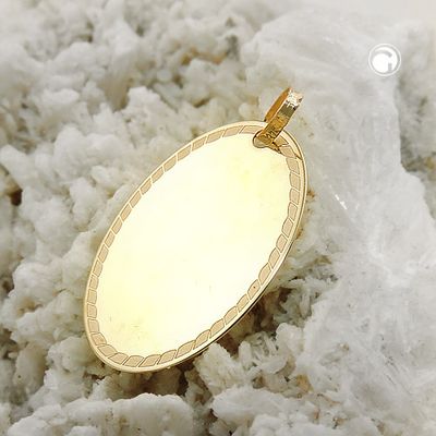 Anhänger 19x13mm Gravurplatte oval mit Rand 9Kt GOLD Anhänger 19x13mm Gravurplatte oval mit Rand 9Kt GOLD