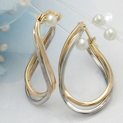Creole Ohrring 22x15x3mm bicolor mit Weißgold durchlegiert 9Kt GOLD Creole Ohrring 22x15x3mm bicolor mit Weißgold durchlegiert 9Kt GOLD
