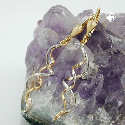 Ohrbrisur Ohrhänger Ohrringe 43x7mm 2 Spiralen bicolor mit Weißgold 9Kt GOLD Ohrbrisur Ohrhänger Ohrringe 43x7mm 2 Spiralen bicolor mit Weißgold 9Kt GOLD